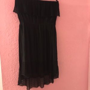 High-Low Black Strapless Swim Cover